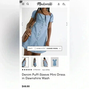 Madewell Denim Puff Sleeve Dress